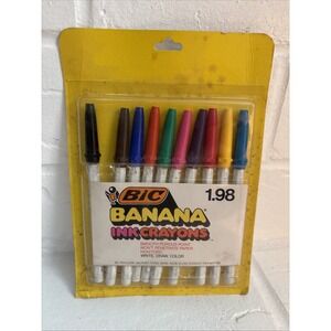 Vintage Prop Decor Banana Bic Ink Crayons 10 Count Used Made In USA